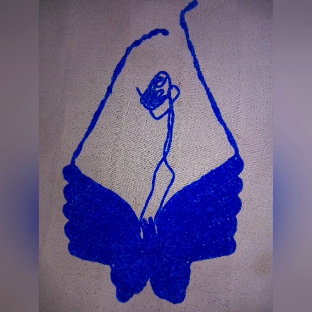 Blue Butterfly Crochet Top